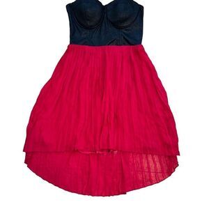 Material Girl Strapless corset sexy maroon and black high low dress size med